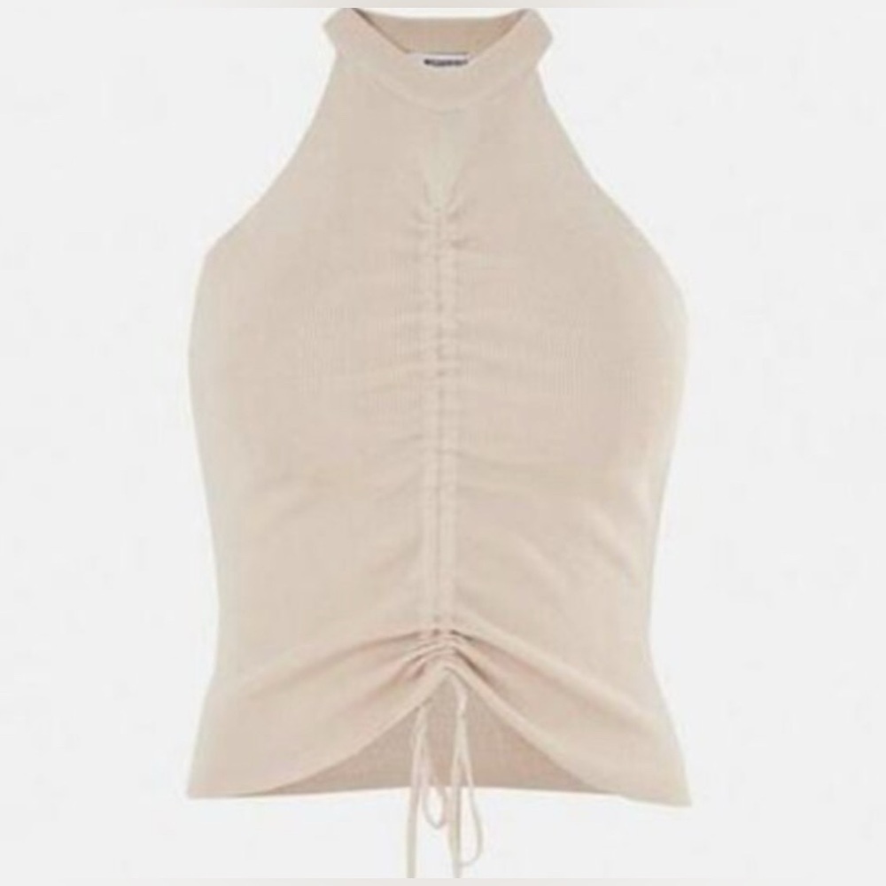 NWT Missguided Cream High Neck Top - Adjustable Rouching